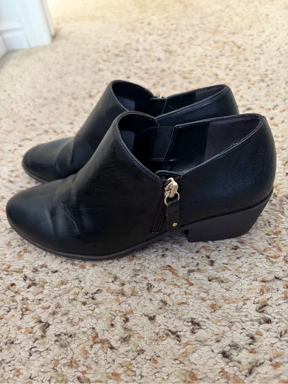 Dr. scholls Women’s Black Leather Low Heel Ankle Booties